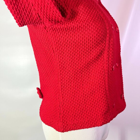 Vintage Beeline Fashions Size S? Red Double-Breasted Knit Cardigan Jacket - Picture 7 of 10